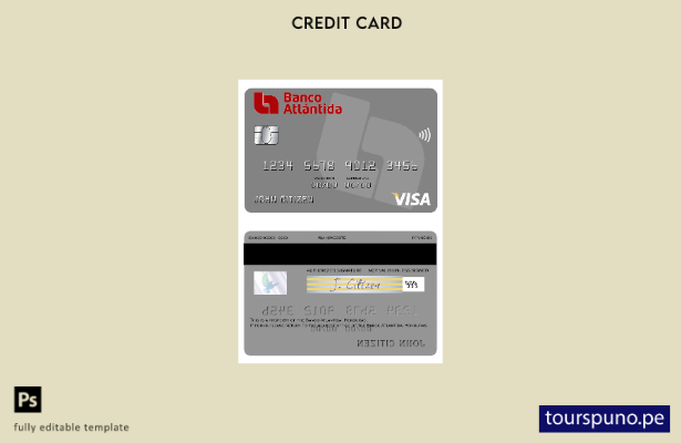 listo para imprimir plantilla de tarjeta visa Honduras Banco Atlántida